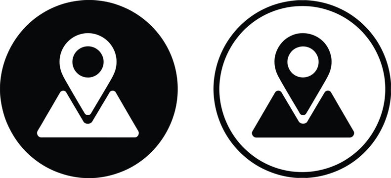 Black and white map pin  map marker
