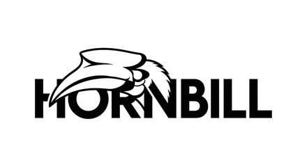 Hornbill Logo Design, Bird Head Silhouette, Black and White © Alis