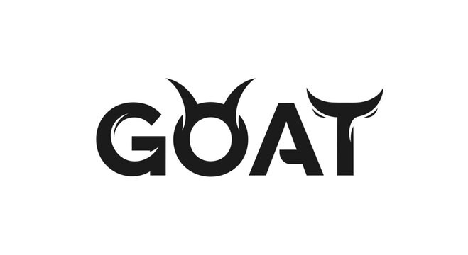GOAT text logo with devil horns and goat horns, unique typography