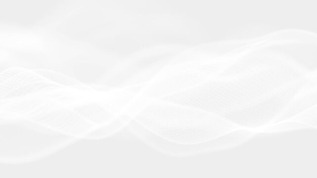 white wave motion of particles in digital space, high tech background