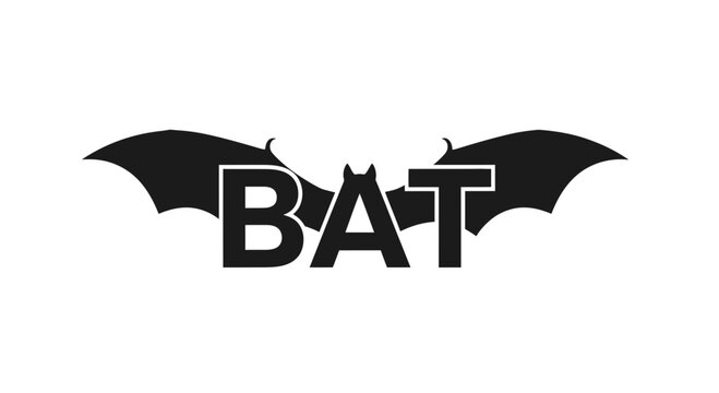 Bat Silhouette with Wings and Text