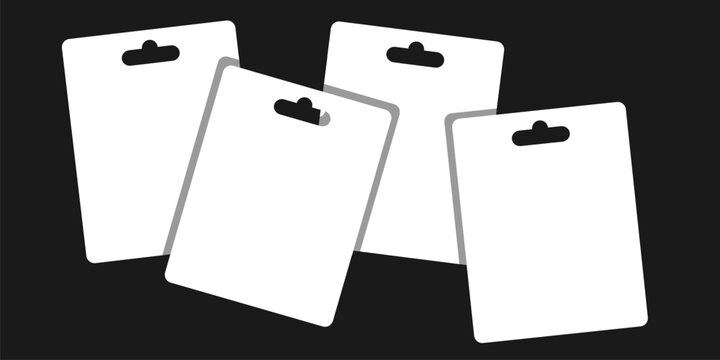 Blank Hanging Packaging Card Collection Mockup on Dark Background for Branding, Retail Display, Ecommerce and Product Presentation Design