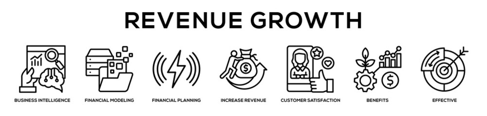 Fototapeta premium Revenue Growth web banner icon illustration concept