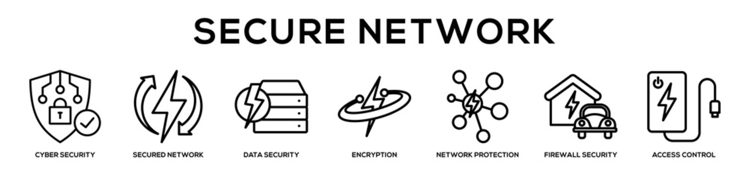 Secure Network web banner icon illustration concept