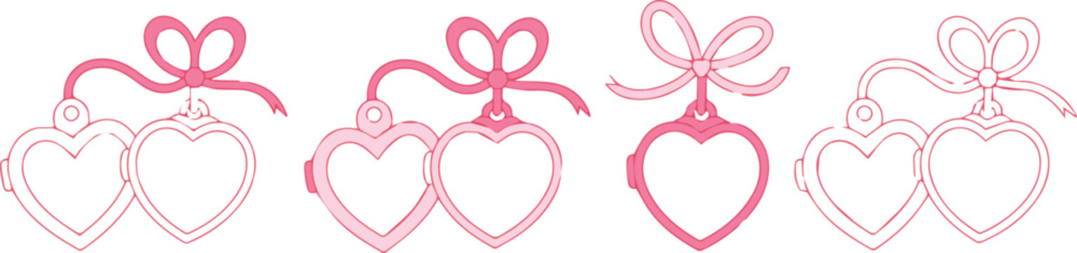 Heart locket with ribbon bow pendant for gift