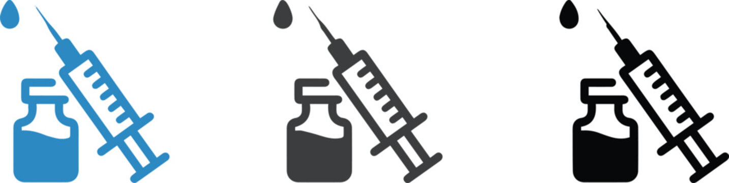 syringe and vial icons for vaccination campaign materials