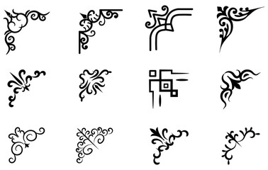 Obraz premium Decorative Corner Ornament Collection. Decorative Ornamental Frame Corner