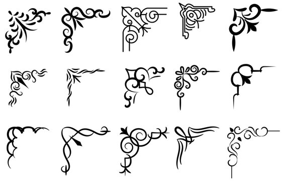 Decorative Corner Ornament Collection. Decorative Ornamental Frame Corner