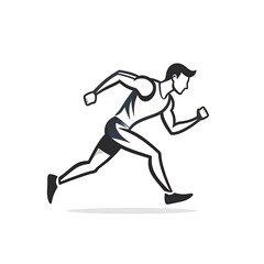 Obraz premium A man in motion, running with arms bent