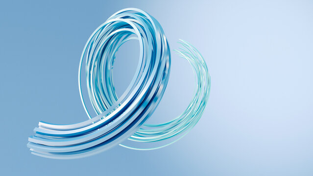 3D Rendering, swirl on blue background