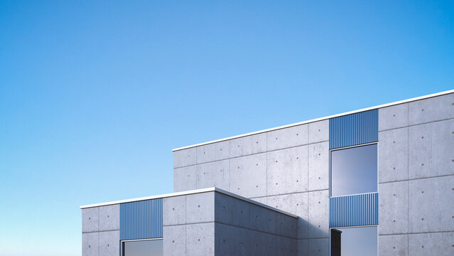 Modern concrete architecture, 3D Rendering