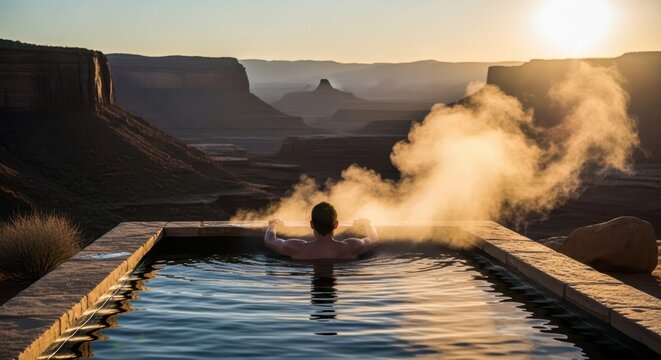Athlete taking a challenging cold water plunge in winter for invigorating health benefits