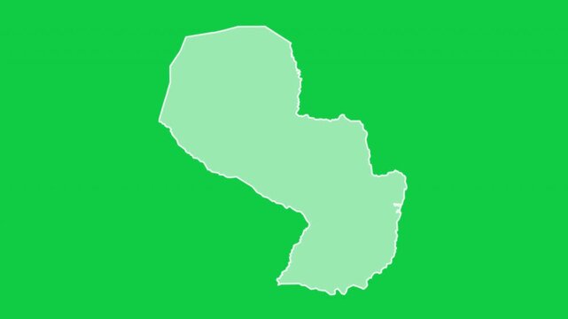 Paraguay map glow trace outline animation green background