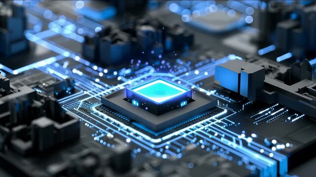 Futuristic Computer Circuit Technology Glowing Data Connection Network Innovation