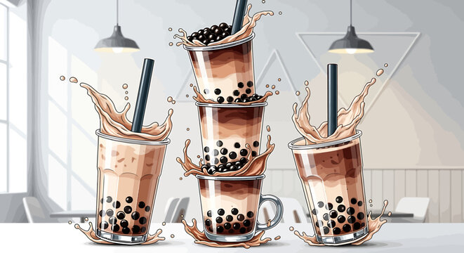 Brown milk tea with black boba.