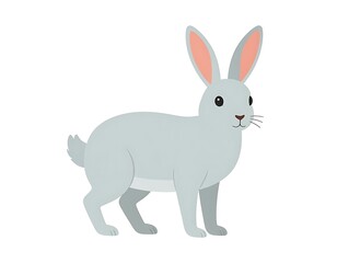 Fototapeta premium A light grey cartoon rabbit with pink inner ears
