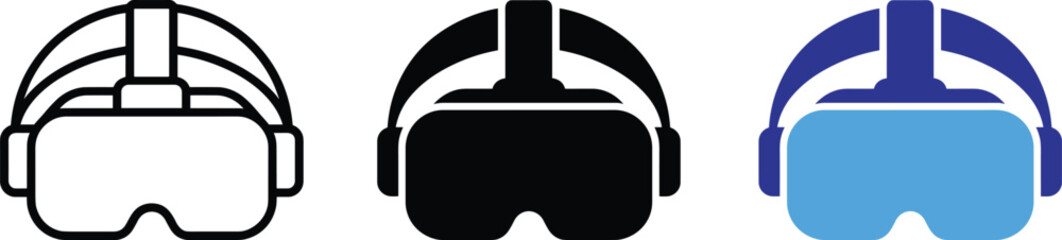 Obraz premium VR virtual reality goggles gaming gadget flat vector icons illustration design element