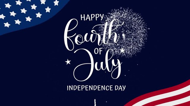 4th of july text, american flag, fireworks for patriotic celebrations. Perfect for independence day promotions, social media posts, patriotic designs.