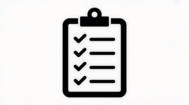 Checklist, clipboard icon, to-do list symbol, task list sign, black and white