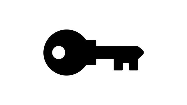Black key icon, key symbol, flat design, simple shape, security concept