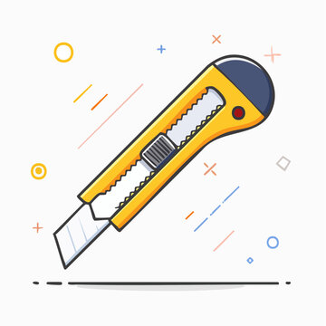 Yellow Utility Knife Illustration