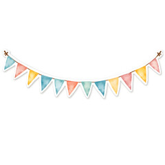 Fototapeta premium Colorful watercolor pennant banner hanging in cheerful festive style