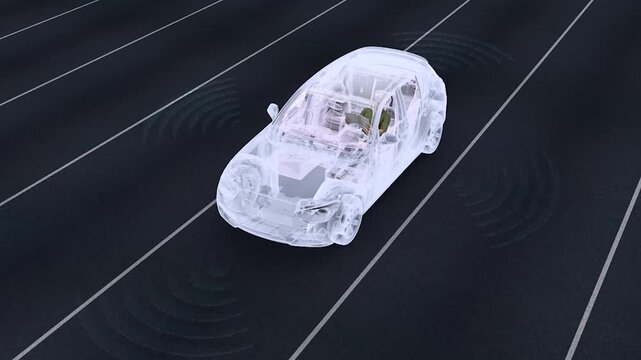 Autonomous Self Driving Car X Ray Technology Animation