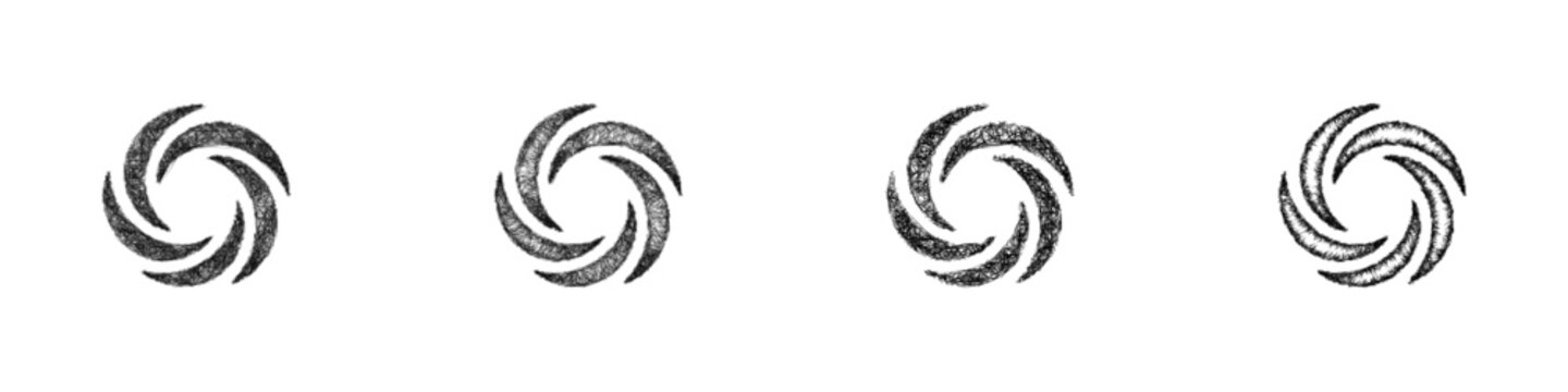 Monochrome sketch movement logo design set