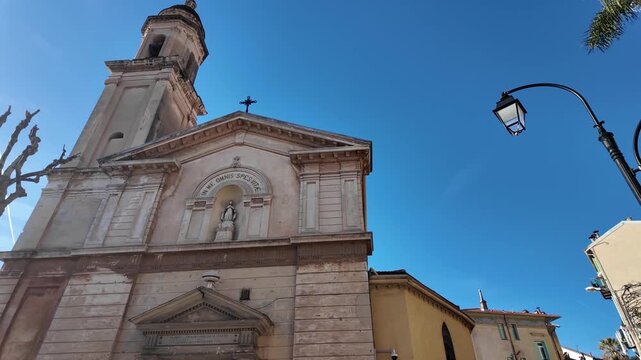 Panorama of The old town of Menton, Provence Alpes-Cote d'Azur, France