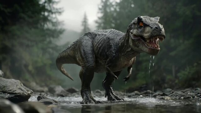 Dangerous t-rex in the woods