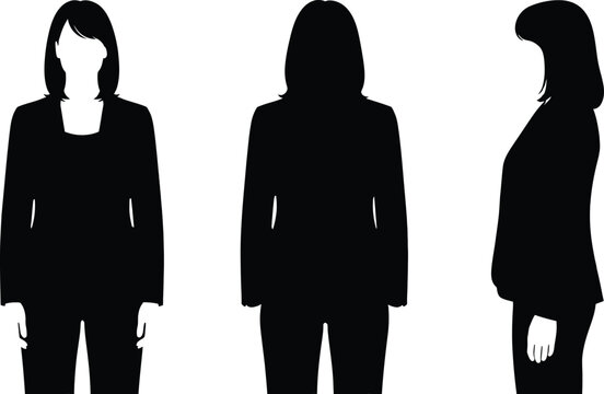 Women silhouette collection featuring elegant standing poses in black style