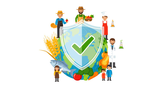 Global food safety and security concept with diverse professionals