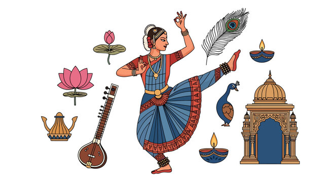 Indian classical dancer in traditional costume.