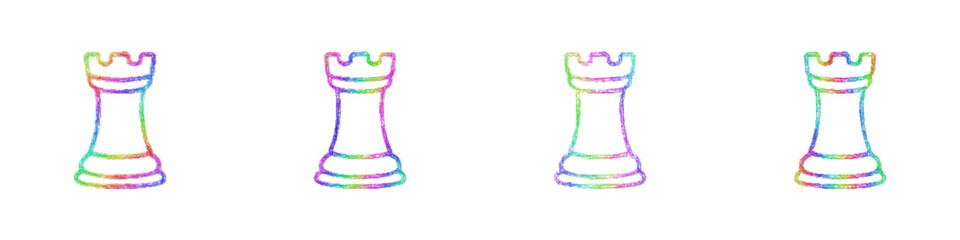 Rainbow color sketch white rook icon design set © David Zydd