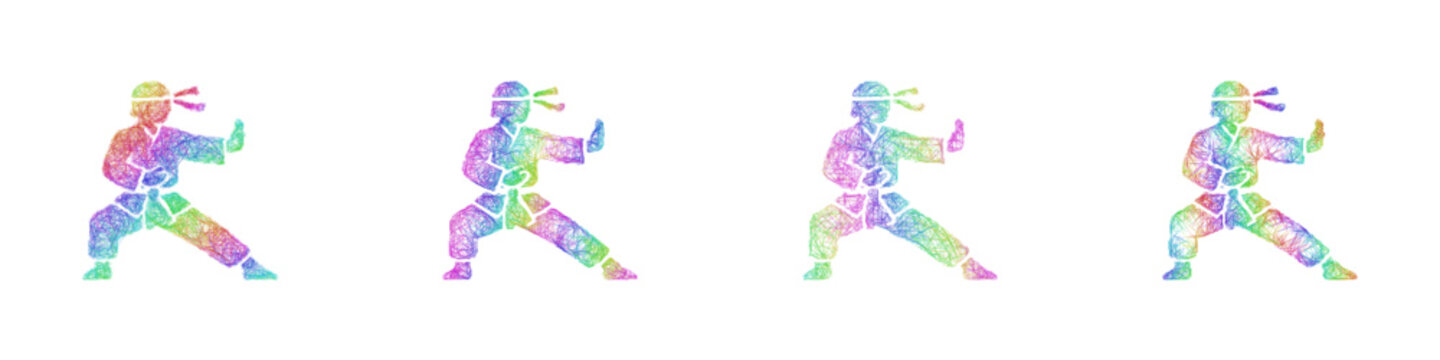 Colorful sketch silat icon design set