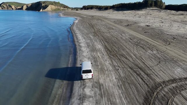 Drone Flying Along Empty Wild Beach in Albania