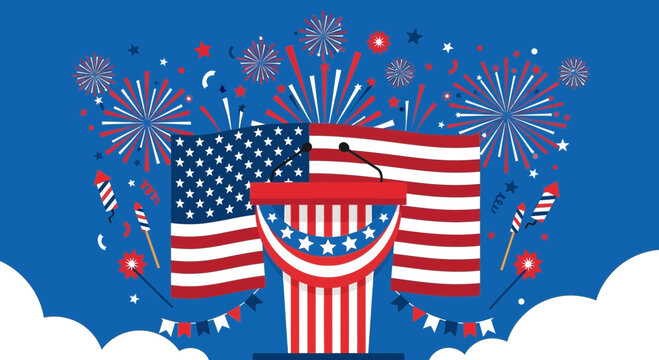 American Independence Day Fireworks Display.