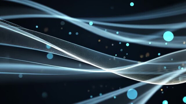 Abstract Blue Waves and Dots on Dark Background for Dynamic Visuals