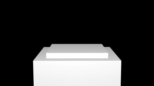 white 3d rotating podium display stand loop with black and green screen background