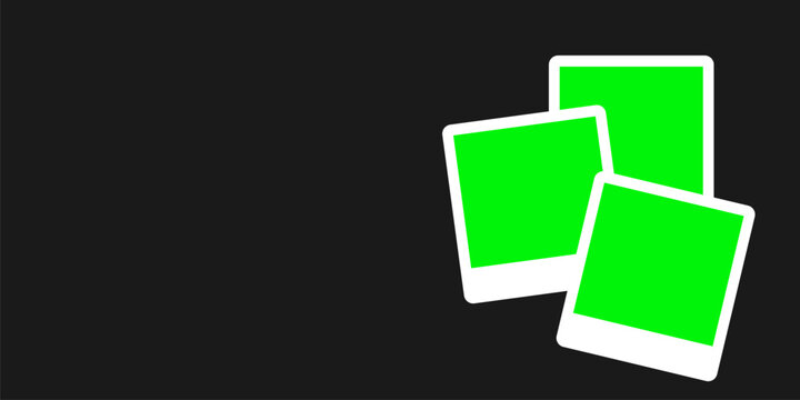Blank Instant Photo Frame Mockup with Green Screen on Dark Background for Branding, Social Media, Presentation and Advertising Design