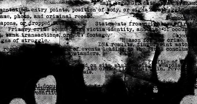 Cinematic forensic background featuring fingerprints and investigative textures, designed to evoke crime scene analysis, detective work, and suspenseful thriller storytelling.