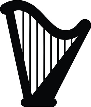 harp silhouette vector art illustration, black and white design