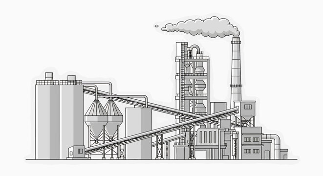Industrial factory with smoke stack pipe.