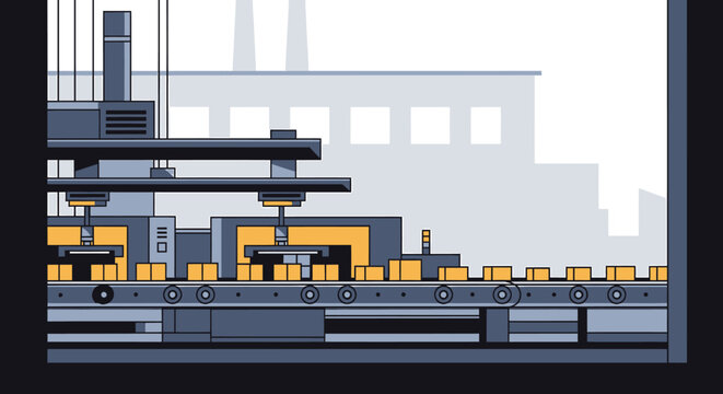 Industrial robotic arm in factory.