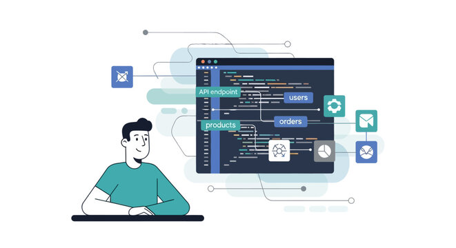 Man Working on Computer Code.