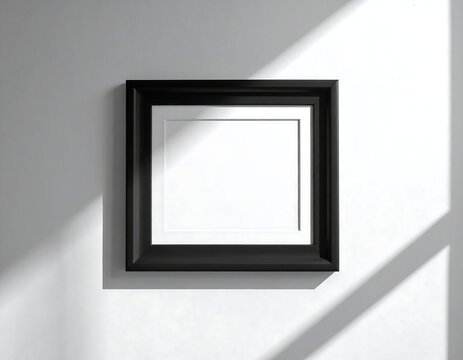 Empty room interior with a blank picture frame on the wall