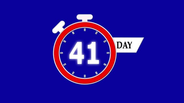 Hurry up, only 41 days remaining; stopwatch countdown animation video from 0 to 41 days, modern motion clip for events, sales, and campaigns.