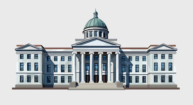 Large white building with columns.