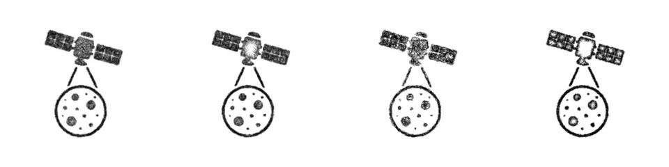 Sketch monochrome moon satellite icon design set © David Zydd