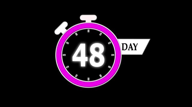 48 days countdown animation, stylish stopwatch timer video; modern motion graphic for events, product launches, and promotions.